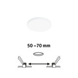 Round white LED panel light with 50-70 mm installation size, energy-saving ceiling lamp for living spaces