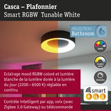 Plafonnier Casca noir avec éclairage RGBW réglable pour salle de bain et contrôle intelligent