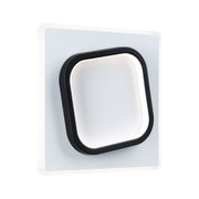 Modernes quadratisches LED-Wandleuchte in Weiß mit schwarzem Rahmen aus Kunststoff für Innenräume