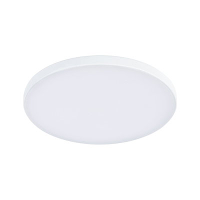 Round white LED ceiling light made of plastic for energy-efficient room lighting