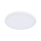 Round white LED ceiling light made of plastic for energy-efficient room lighting
