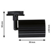Projecteur LED en aluminium noir de 90 mm de long et 60 mm de diamètre, luminaire compact