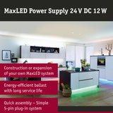 Modern white kitchen with LED lighting and green light under kitchen island for ambient home lighting