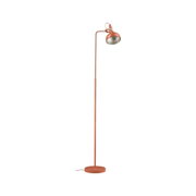 Stojąca lampa do czytania z metalu w kolorze rdzy z regulowanym kloszem do salonu