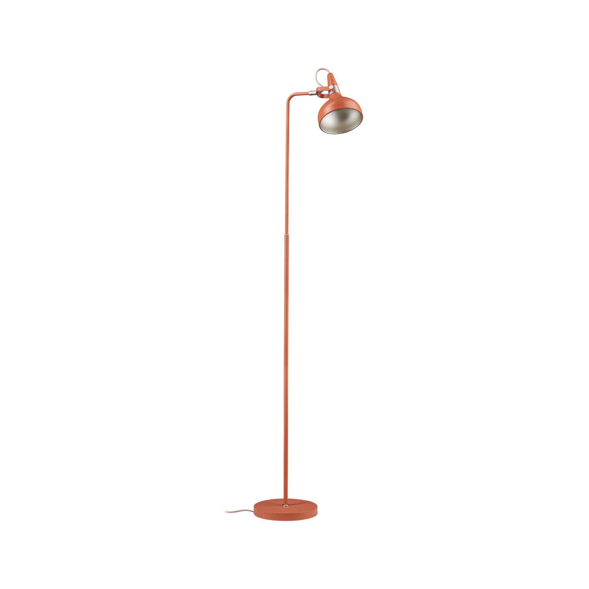 Stojąca lampa do czytania z metalu w kolorze rdzy z regulowanym kloszem do salonu