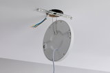Round white plastic ceiling light with cable and exposed wiring for installation.