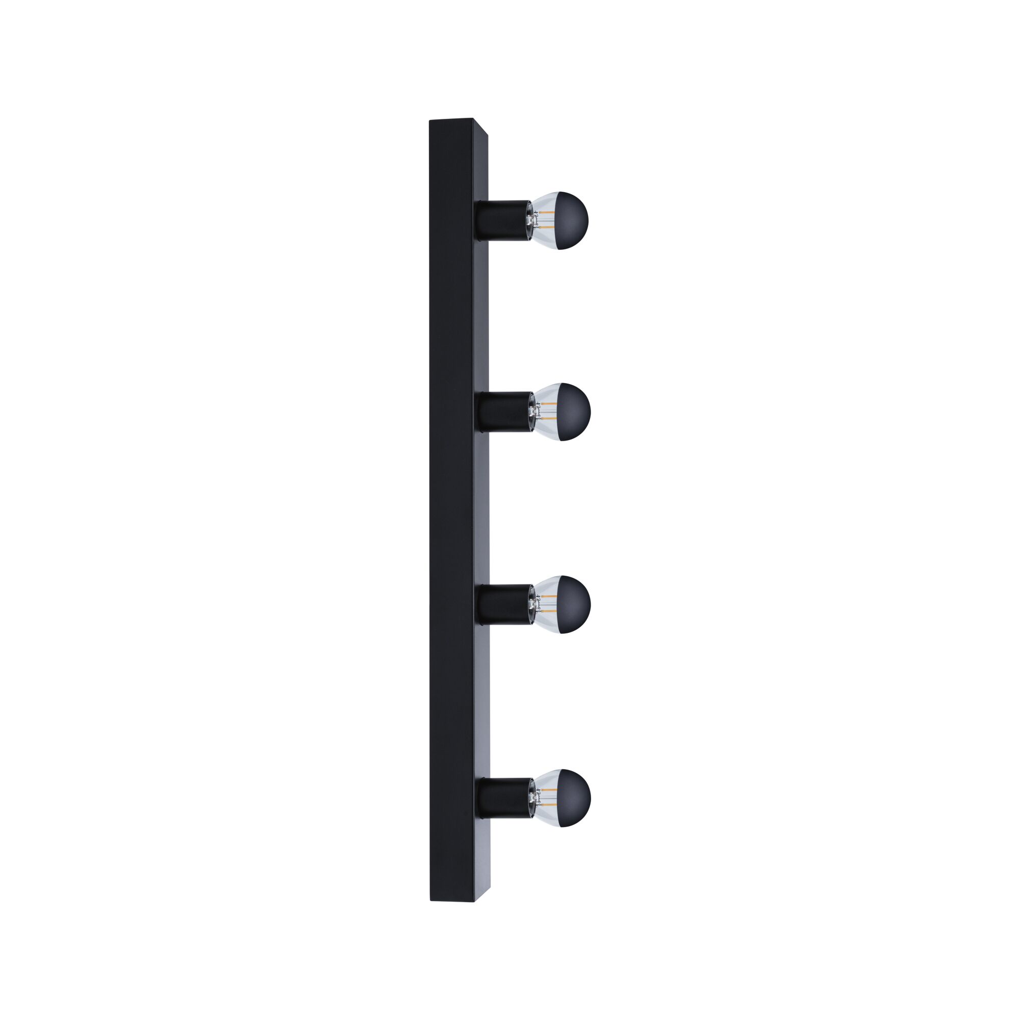 Schwarze Wandlampe aus Metall mit vier Glühbirnen, modernes Design für Wohnraumbeleuchtung