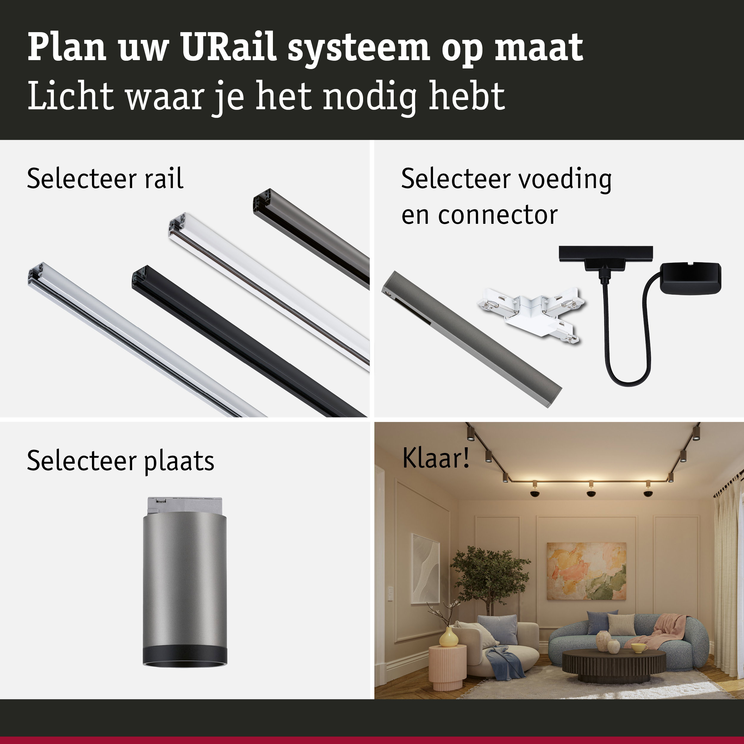 URail Railspot Tube GU10 max. 10W dimbaar 230V Titaanium