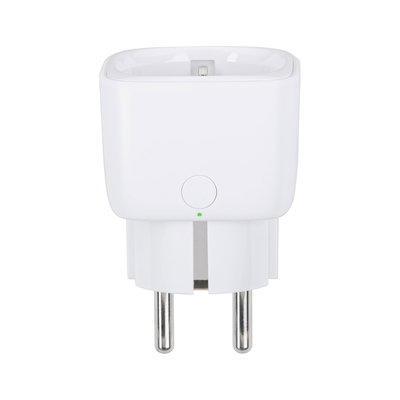 White plastic power plug adapter with two metal prongs for electrical devices