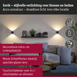 Zorik draadloze accu-wandlamp zwart met warm wit licht voor binnen en buiten