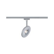Moderne LED-Deckenleuchte aus silbernem Metall mit rundem Leuchtkopf für Wohnräume