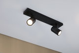 Plafonnier LED noir en métal avec deux spots orientables pour un éclairage moderne