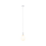 Suspension blanche avec ampoule en verre rainurée pour un éclairage intérieur moderne
