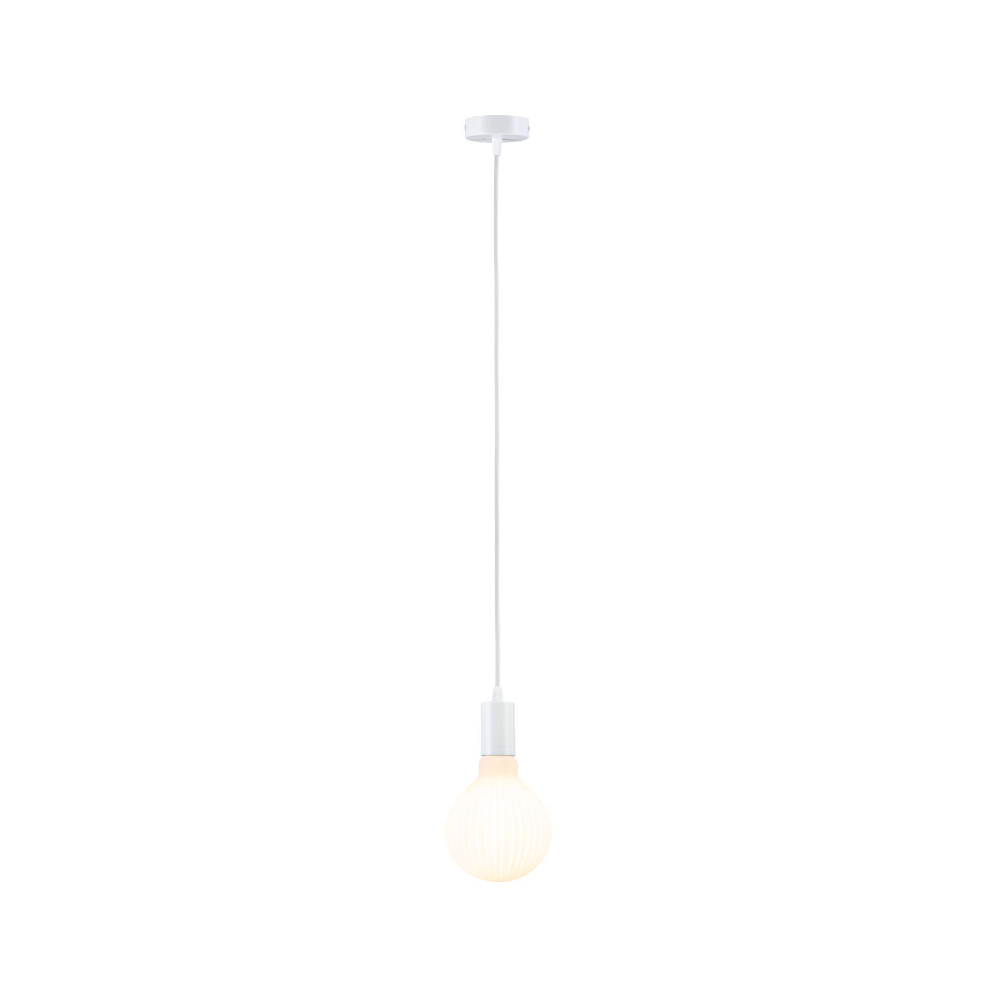 White pendant light with cable and warm bulb for modern home lighting