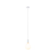 White pendant light with cable and warm bulb for modern home lighting