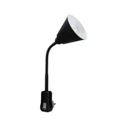 Lampe LED noire flexible à brancher avec réflecteur conique et interrupteur pour éclairage ciblé