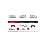 Drei verchromte Einbaustrahler ohne LEDs, Set mit 3 Spots für LED-Beleuchtung