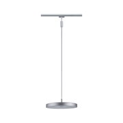 Round silver metal LED pendant light with slim cable for modern indoor lighting