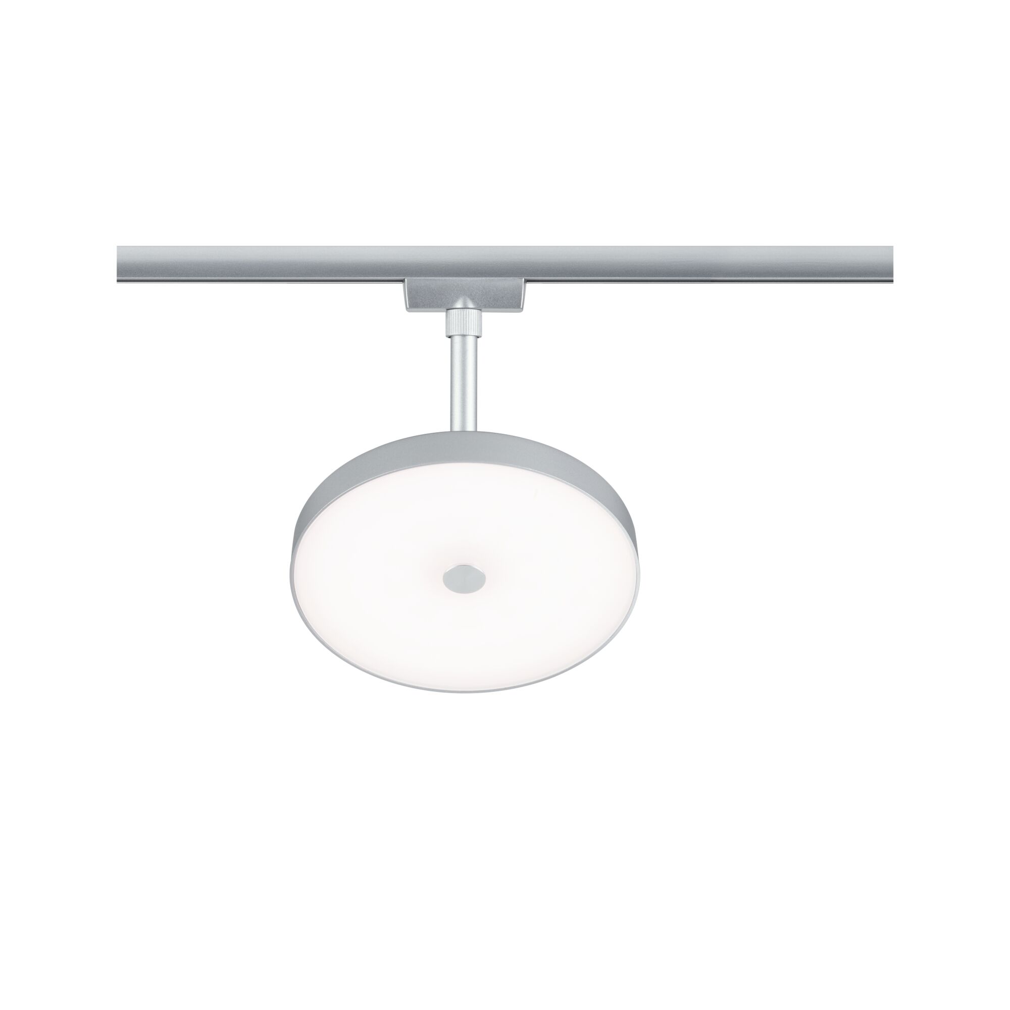 Rundes LED-Spotlicht in Silber aus Metall für Schienensystem mit weißem Diffusor