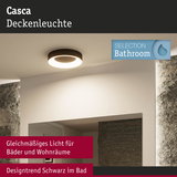 Schwarze Casca Deckenleuchte aus Metall mit gleichmäßigem Licht für Badezimmer und Wohnräume