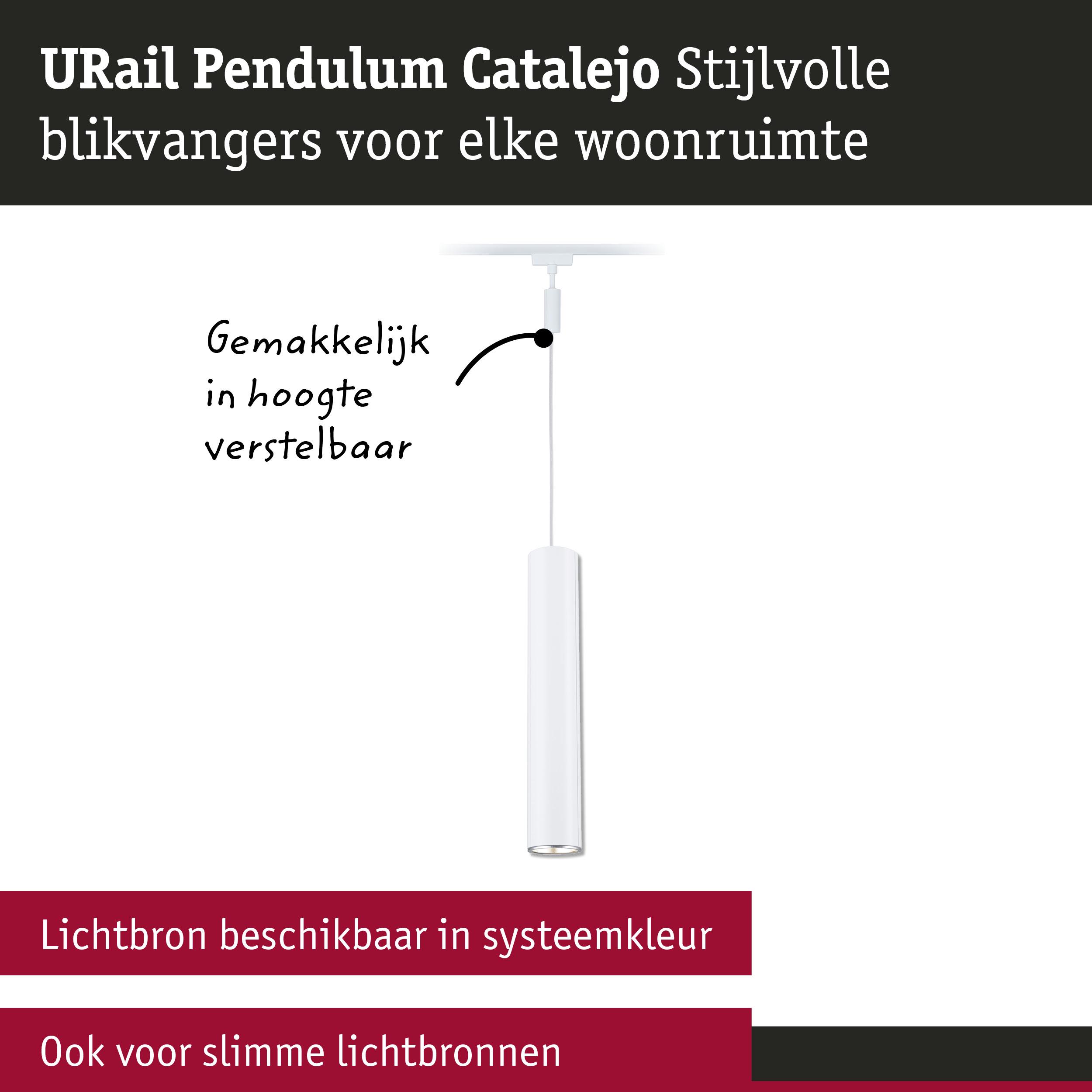 Witte URail Pendulum Catalejo hanglamp, eenvoudig in hoogte verstelbaar, LED-lichtbron, modern design