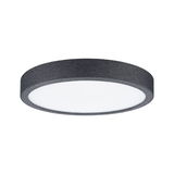 Round ceiling light with black fabric edge and white diffuser for modern room lighting