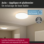 Plafonnier rond blanc pour salle de bain avec ampoule E27 interchangeable pour éclairage uniforme