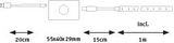 Electric cable with switch and connector, 55x40x29 mm, 20 cm and 15 cm cable sections