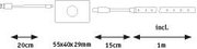 Electric cable with switch and connector, 55x40x29 mm, 20 cm and 15 cm cable sections