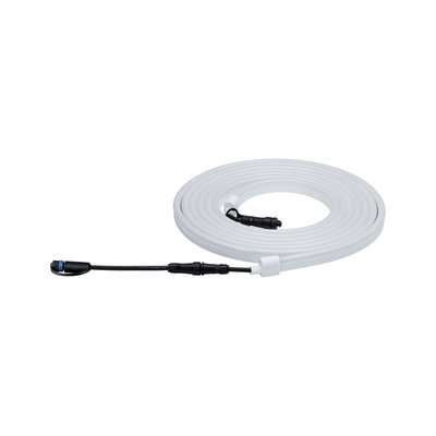 White LED extension cable with black connectors for flexible lighting setups