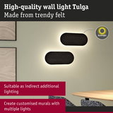 Tulga wall light made of black felt with soft indirect LED backlight for stylish home lighting