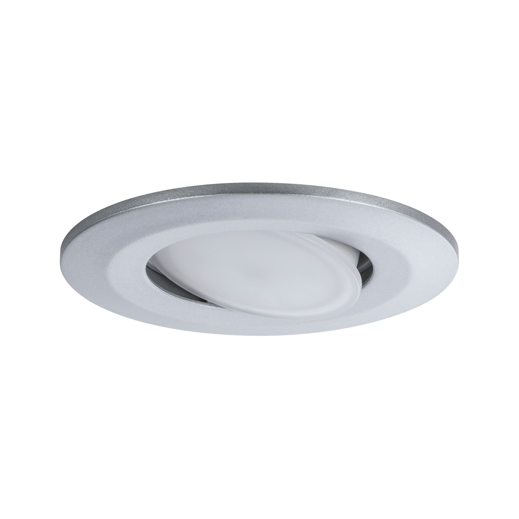 Spot LED encastré rond en aluminium argenté avec diffuseur blanc pour éclairage intérieur
