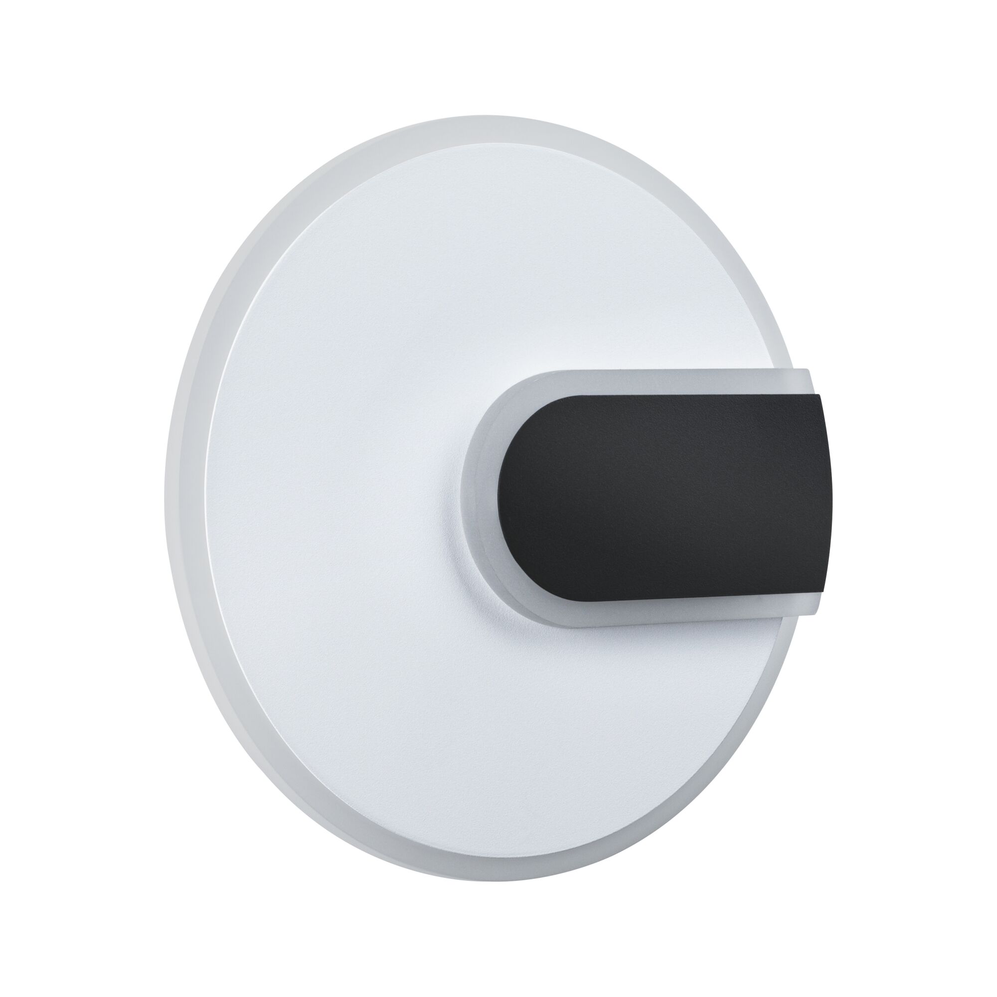 Round white LED wall spotlight with black switch for modern indoor lighting