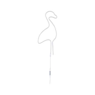 White LED neon light shaped like a flamingo made of plastic with control cable for decorative lighting