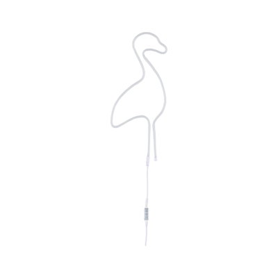White LED neon light shaped like a flamingo made of plastic with control cable for decorative lighting