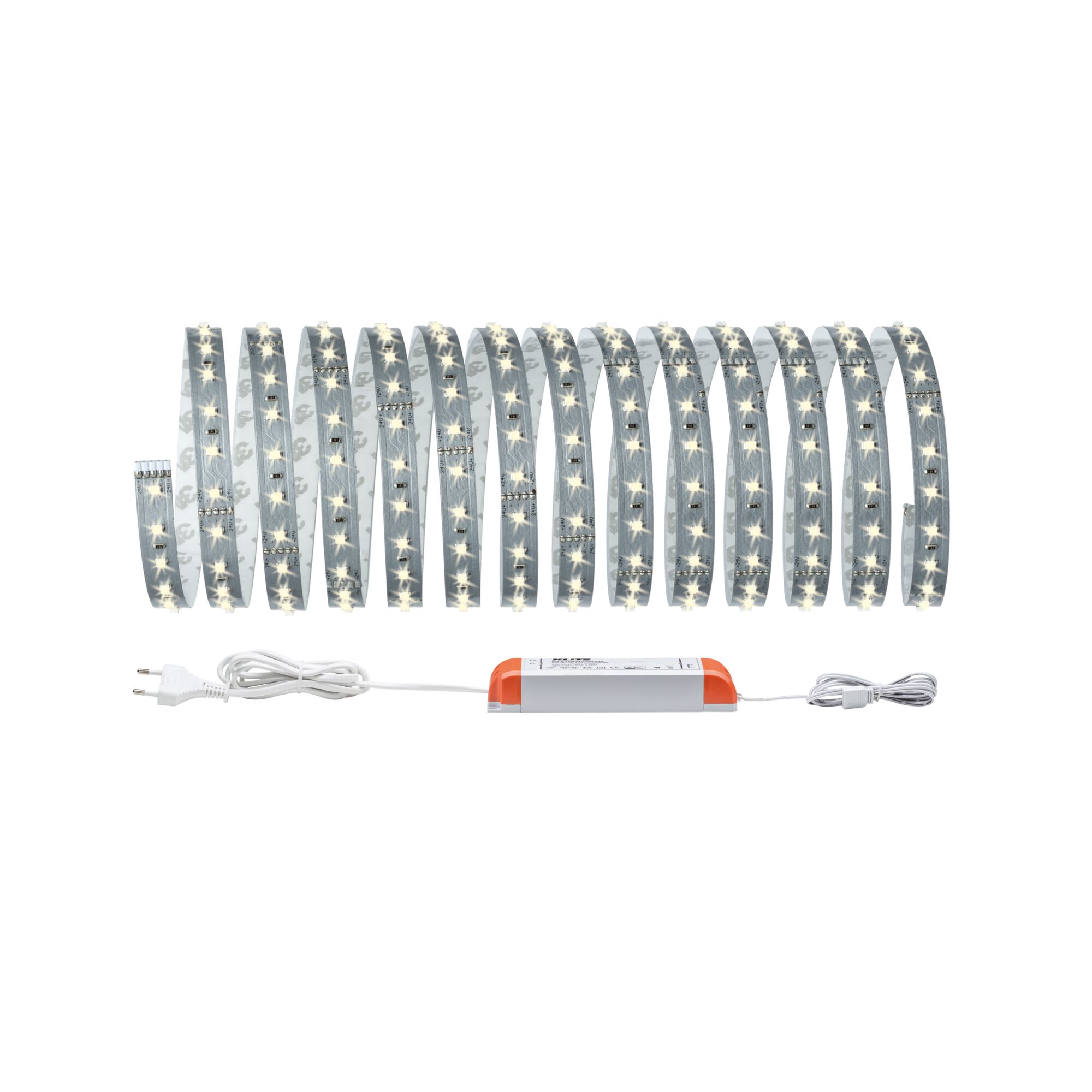 MaxLED 500 LED-lysbånd Basissæt 5m varm hvid 30W 550lm/m 2700K 60VA Fleksibel LED-lysskinne med hvidt lys og strømforsyning, energibesparende indendørsbelysning