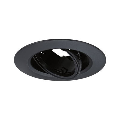 Black metal recessed spotlight with adjustable insert for flexible LED lighting solutions