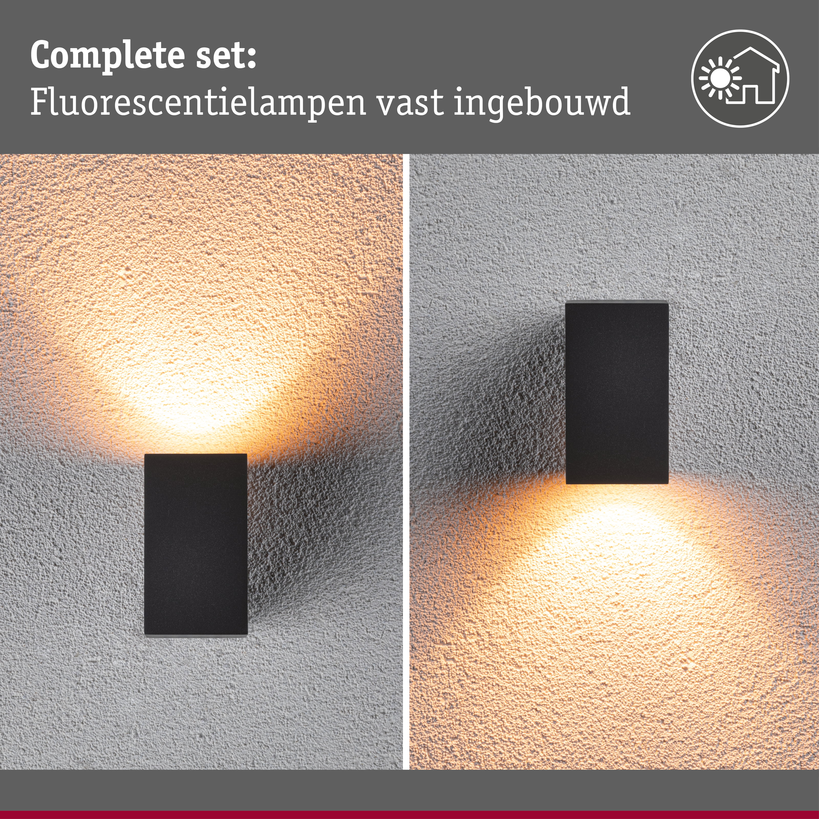 LED-wandlamp Flame insectvriendelijk IP44 hoekig 58x103mm 2200K 4W 265lm 230V 75° Antraciet Metaal