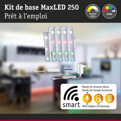 Kit LED MaxLED 250 avec RGBW et blanc réglable, contrôle intelligent compatible Alexa et Google Assistant