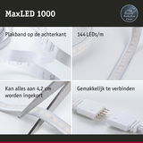 MaxLED 1000 LED-strip met plakband, 144 LEDs per meter, in te korten op 4,2 cm, eenvoudig te verbinden, wit licht