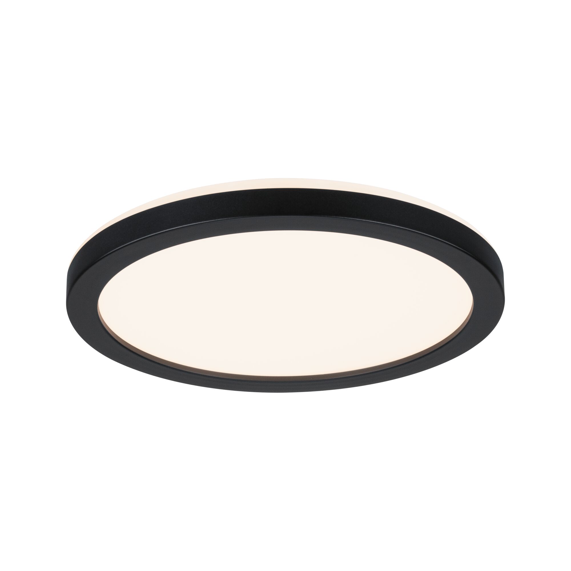 Plafonnier LED rond avec cadre en aluminium noir et lumière blanc chaud pour pièces à vivre