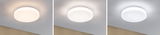 Three white round LED ceiling lights showing different light colors for home lighting