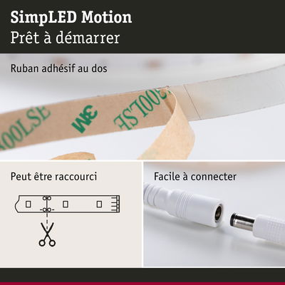 Bande LED avec ruban adhésif au dos, peut être raccourcie et connectée facilement pour éclairage LED