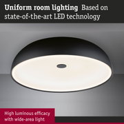 Black LED ceiling light with wide-area illumination for uniform room lighting