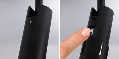 Zwart aluminium behuizing met schuifregelaar voor het instellen van kleurtemperatuur van 2700K tot 4000K