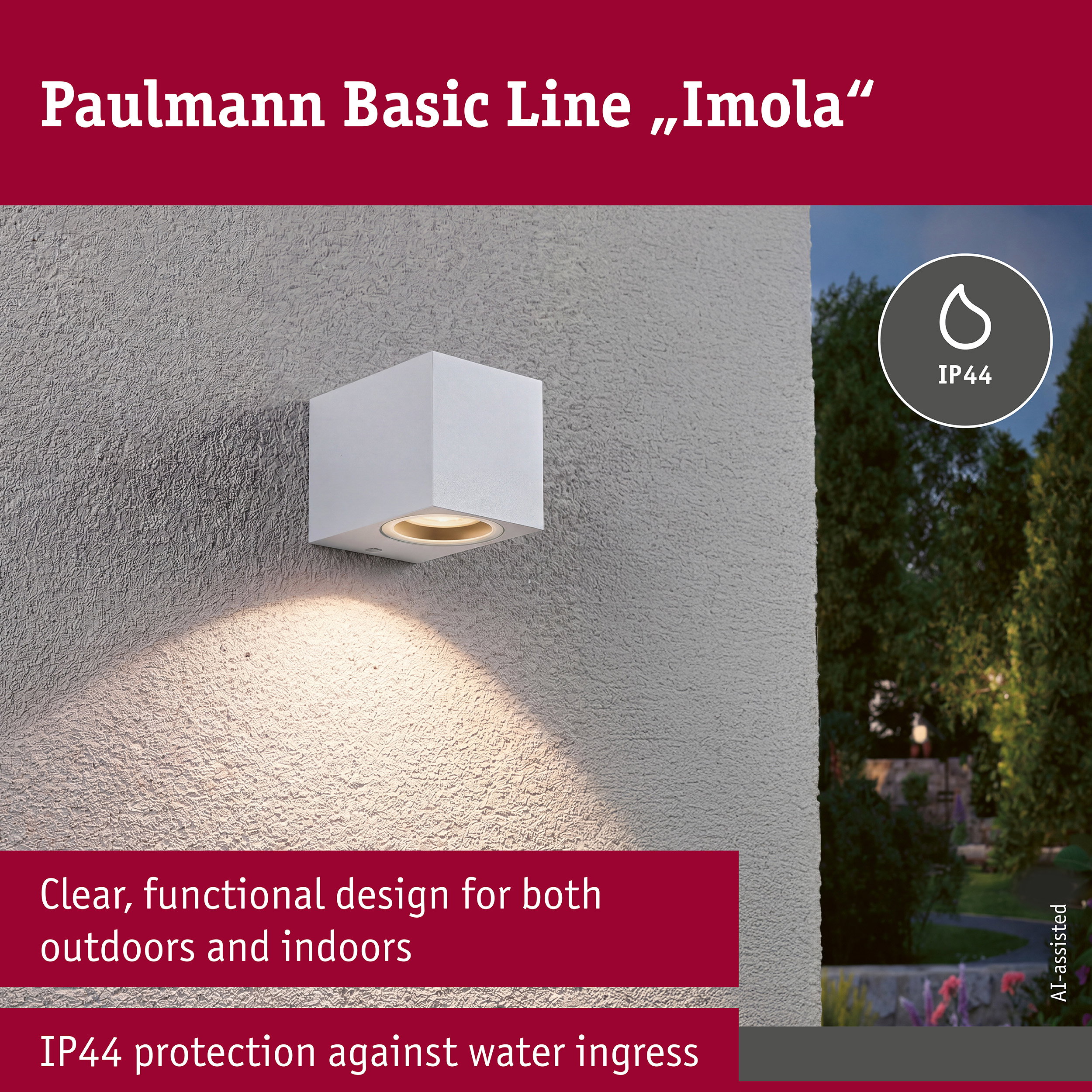 Wall light Imola IP44 GU10 230V max. 10W Matt white
