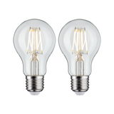 Two clear LED filament bulbs with E27 base for energy-efficient lighting solutions