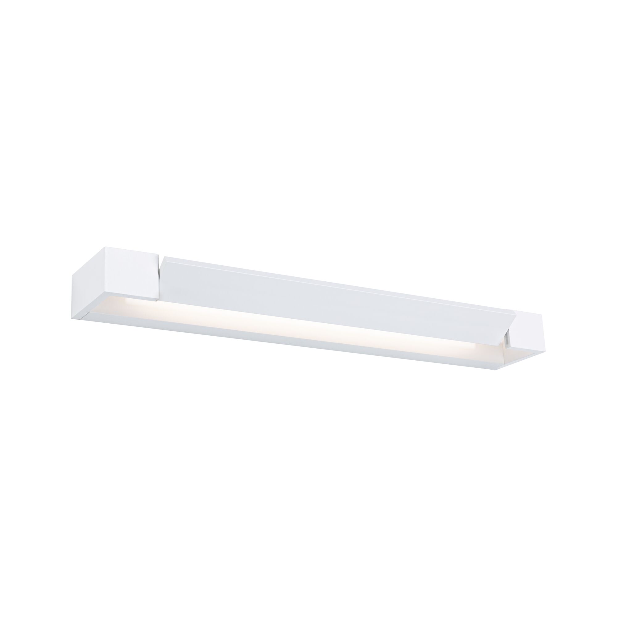 Modern white LED wall light fixture in metal with warm white light for indoor use