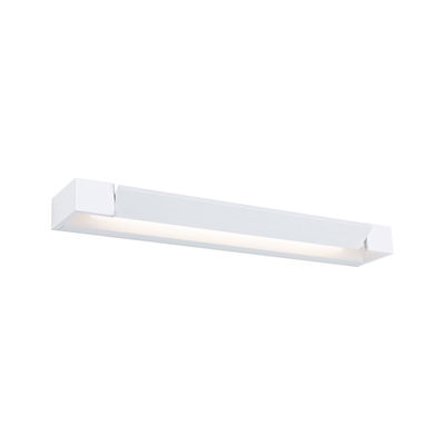 Modern white LED wall light fixture in metal with warm white light for indoor use