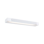 Modern white LED wall light fixture in metal with warm white light for indoor use